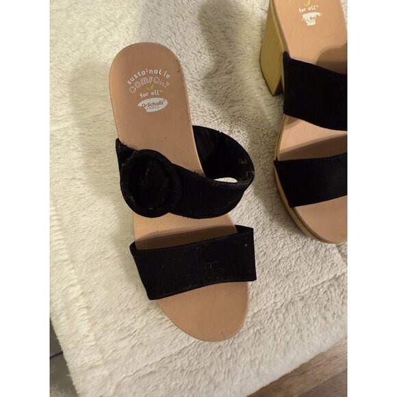 Dr Scholls Platform Strappy Sandals Black Tab Buckle Womens Size 8 Chunky Heels - Picture 3 of 4